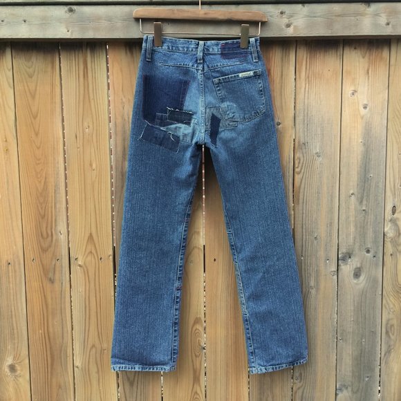 Seal Kay Patchwork Indigo Blue Denim Jeans Straight Leg Fit Womens Size 26 NWOT - Picture 11 of 16